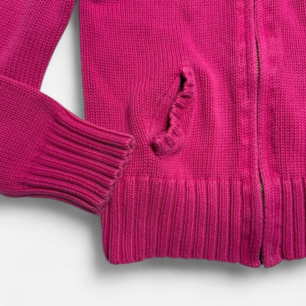 Ralph Lauren Pink Zip Sweater Girls 6X Knit Pony Logo Full Zip - Picture 7 of 8